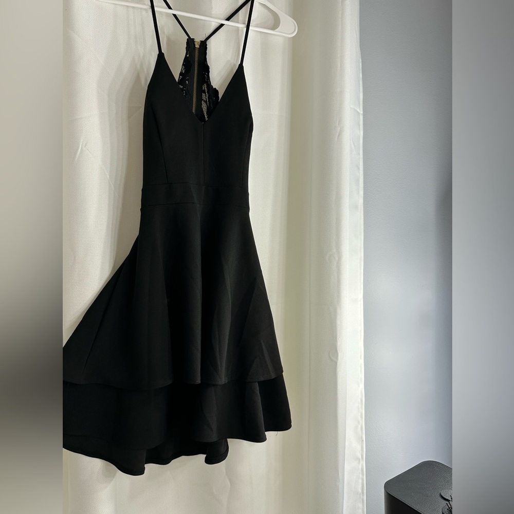 Black Lace-Back Fit and Flare Dress